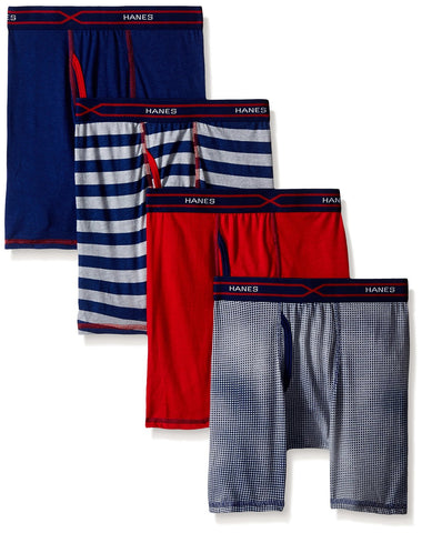 Hanes Boys` X-Temp 4-Pack Long Leg Boxer Briefs with Comfort Flex Waistband
