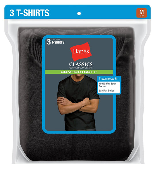 Hanes Classics Men's Traditional Fit ComfortSoft Dyed Crewneck TAGLESS Undershirt 3-Pack 7873B3