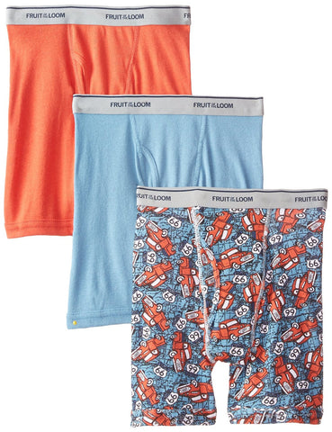 Fruit of the Loom Boys` 3-Pack Print And Solid Boxer Brief
