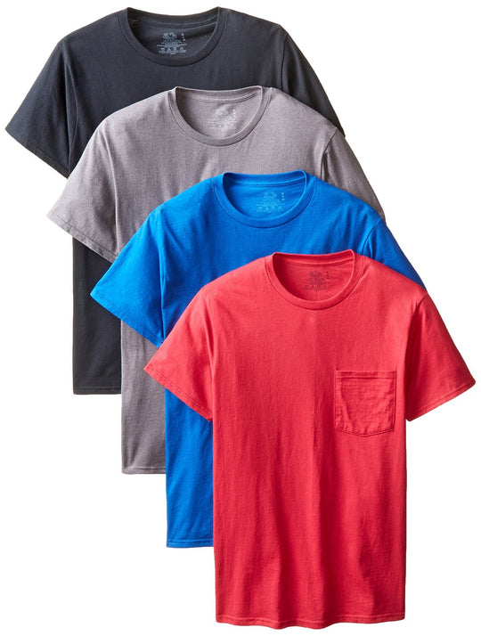 Fruit of the Loom Men`s 4-Pack Black-Grey Pocket T-Shirts