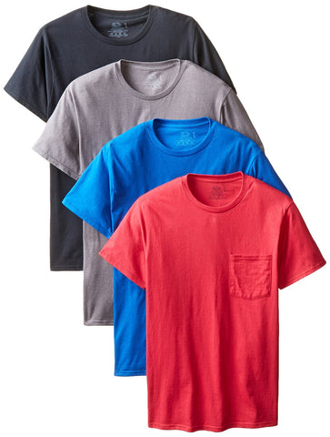 Fruit of the Loom Men`s 4-Pack Black-Grey Pocket T-Shirts