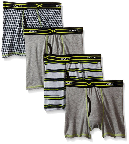 Hanes Boys` X-Temp 4-Pack Boxer Briefs with Comfort Flex Waistband