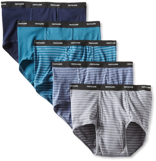 Fruit of the Loom Men`s 5-Pack Stripes/Solids Fashion Briefs - X-sizes