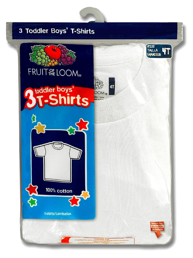 Fruit of the Loom Simply Fits Better Toddler Boys` 3pk White Crew