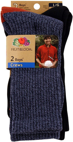 Fruit Of The Loom Boys Soft Cushioned Rugged Crew Socks 2 Pack
