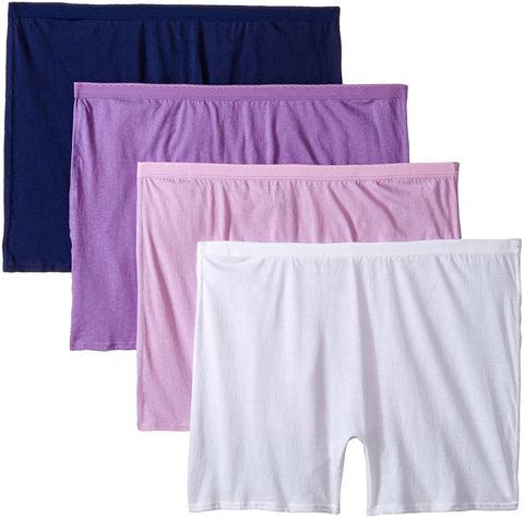 Fruit of the Loom Fit for Me Women`s 4pk Cotton Assorted Boxer Briefs