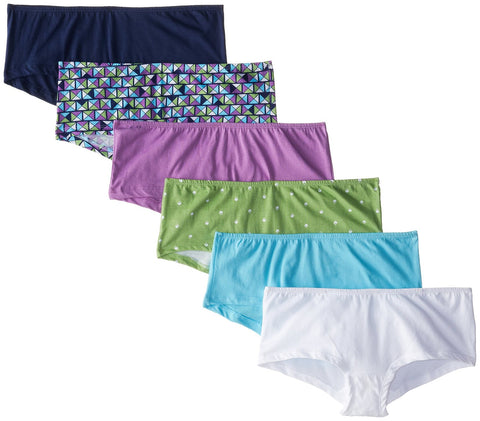 Fruit of the Loom Women`s 6-Pack Cotton Boyshort Panties