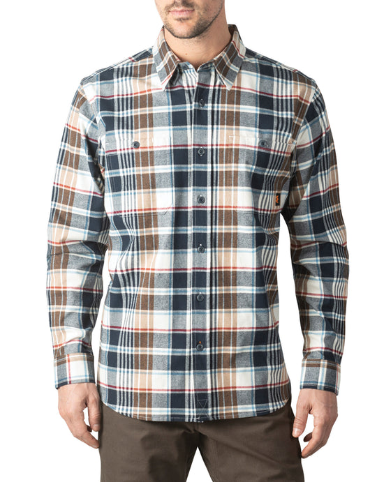 Walls Mens Long Sleeve Brushed Flannel Shirt with Stretch