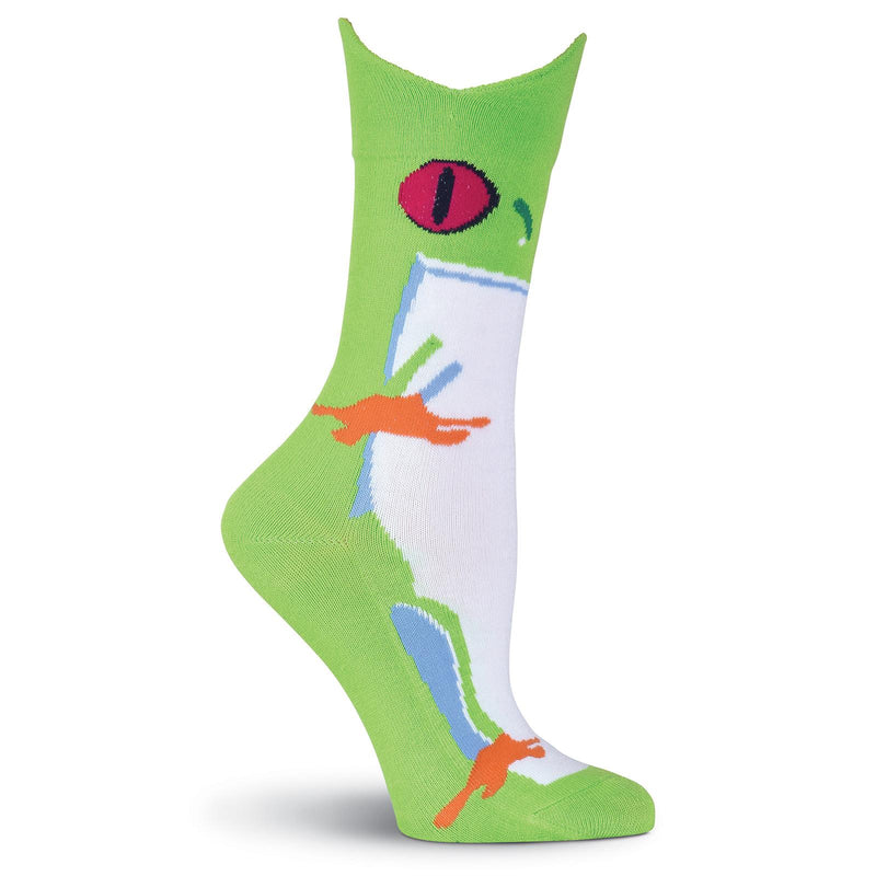 K. Bell Womens Wide Mouth Rainforest Frog Crew Socks