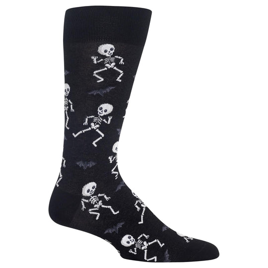 Hot Sox Mens Dancing Skeletons Crew Socks