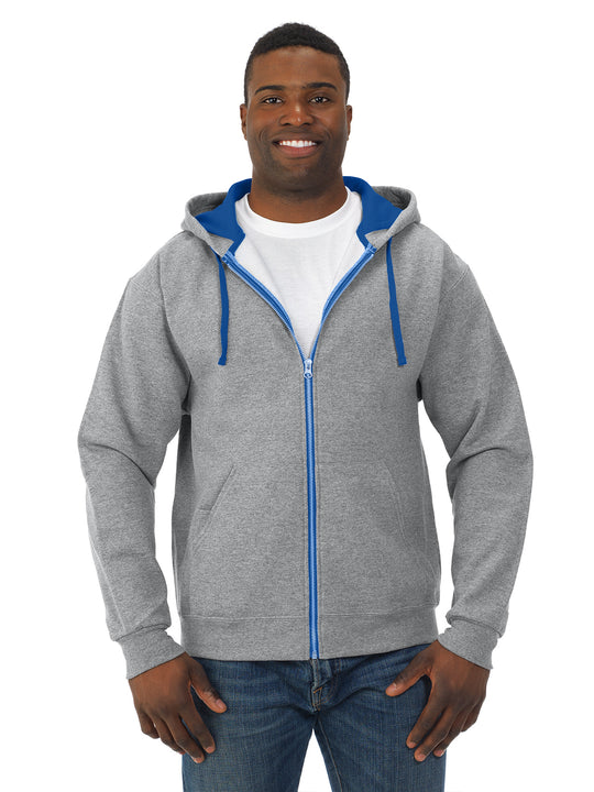 Jerzees Mens NuBlend Contrast Full Zip Hooded Sweatshirt