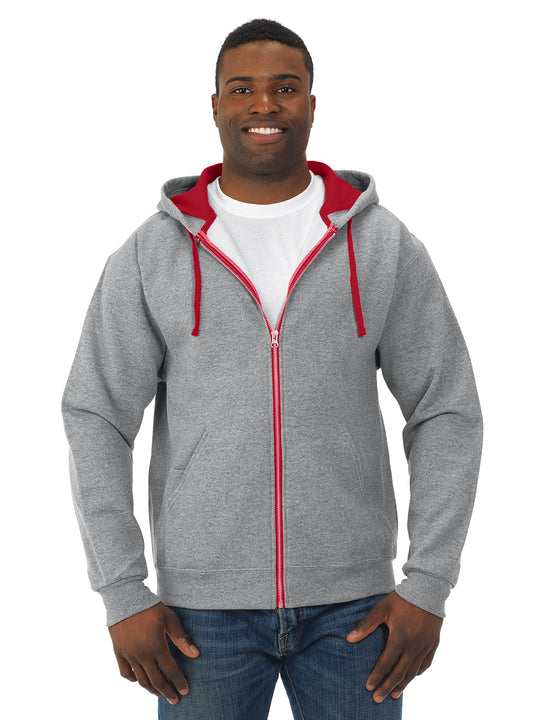 Jerzees Mens NuBlend Contrast Full Zip Hooded Sweatshirt