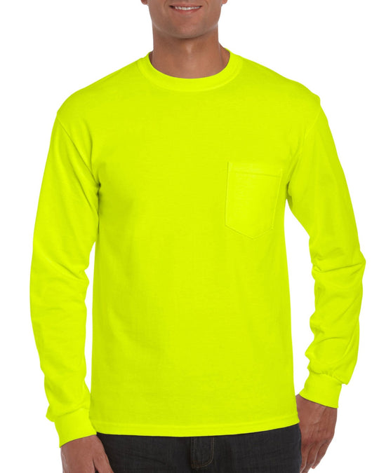 Gildan Mens Ultra Cotton Long Sleeve T-Shirt with Pocket