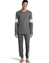 Hanes Mens 1901 Heritage Striped Sleeve Crewneck and Jogger Pant Lounge Set
