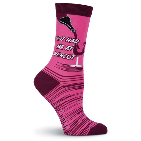 K. Bell Womens Merlot Crew Socks