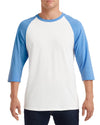 Gildan Mens Heavy Cotton 3/4 Raglan T-Shirt, XS, White/Royal