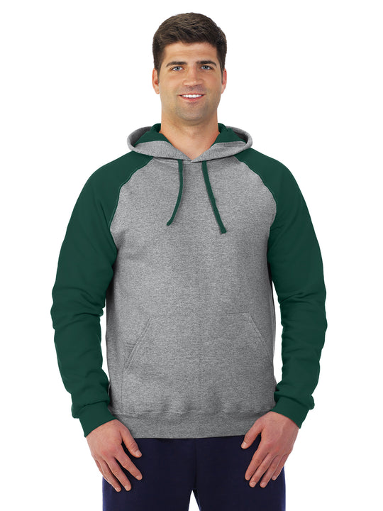 Jerzees Mens NuBlend Color-Block Raglan Pull Over Hooded Sweatshirt
