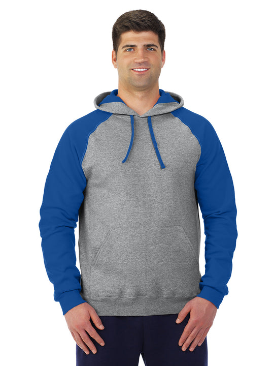Jerzees Mens NuBlend Color-Block Raglan Pull Over Hooded Sweatshirt