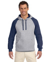 Jerzees Mens NuBlend Color-Block Raglan Pull Over Hooded Sweatshirt