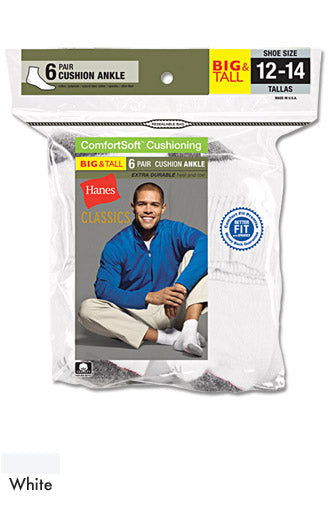 Hanes Classics Men's Big & Tall 6-Pack Cushion Ankle Socks