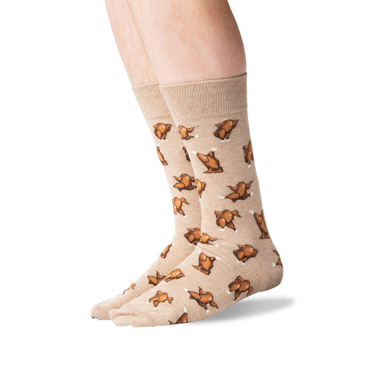 Hot Sox Mens Dancing Turkeys Crew Socks