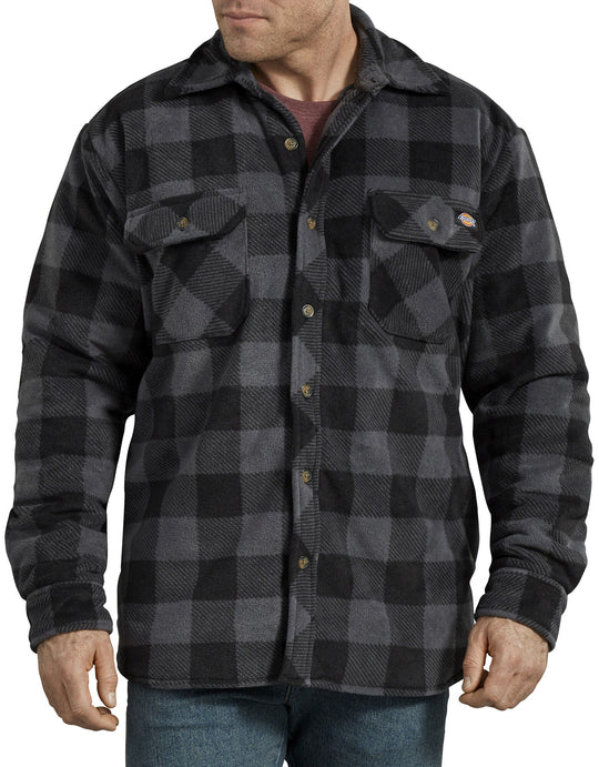 Dickies Mens Relaxed Fit Icon Micro Fleece Quilted Shirt Jacket