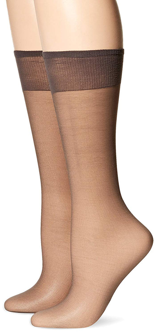 Hanes Womens Silk Reflections Knee Highs Sheer Toe 6-Pack