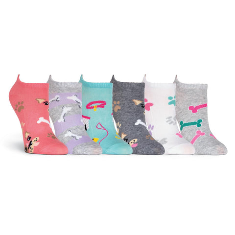 K. Bell Womens Dogs 6 Pair Pack Ankle Socks