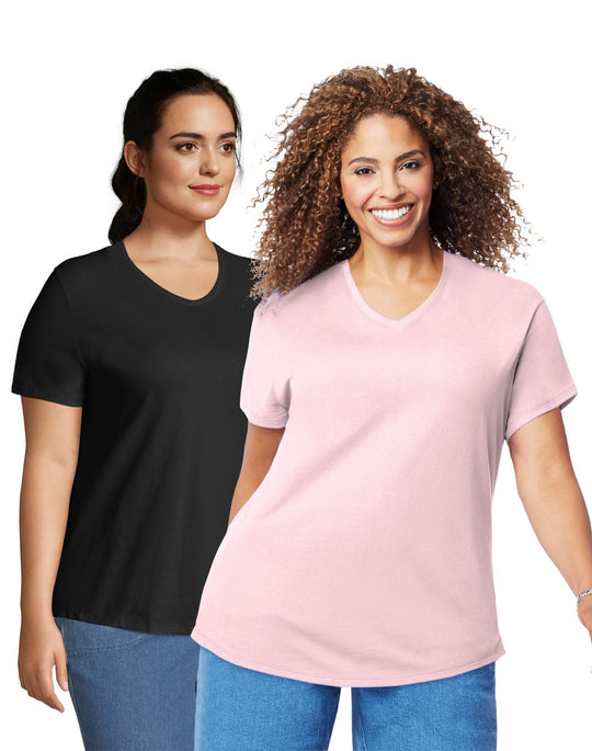 JMS Cotton Jersey V-Neck Short Sleeve T-Shirt - 2 Pack