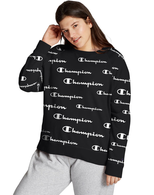 Champion Womens Plus Heritage French Terry Print Crew
