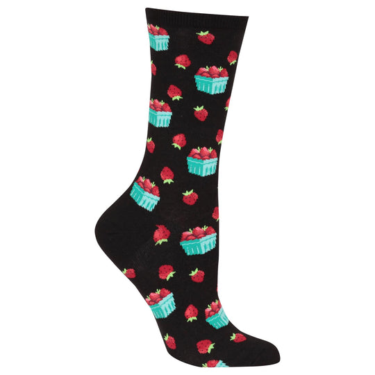 Hot Sox Womens Strawberry Pint Crew Socks