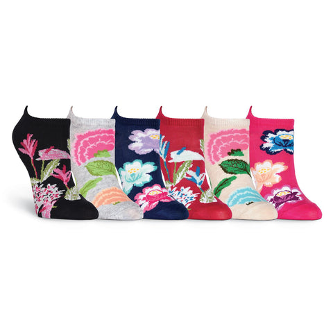 K. Bell Womens Botanical Florals 6 Pair Pack Ankle Socks
