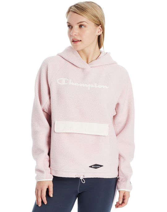 Champion Womens Sherpa Hoodie, L, Chalk White
