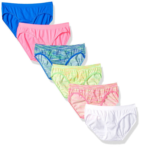 Fruit of the Loom Girls 6-Pack Seamless Hipsters, 10/12, Assorted