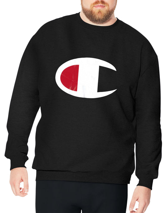 Champion Mens Big & Tall Fleece Crew, C Logo