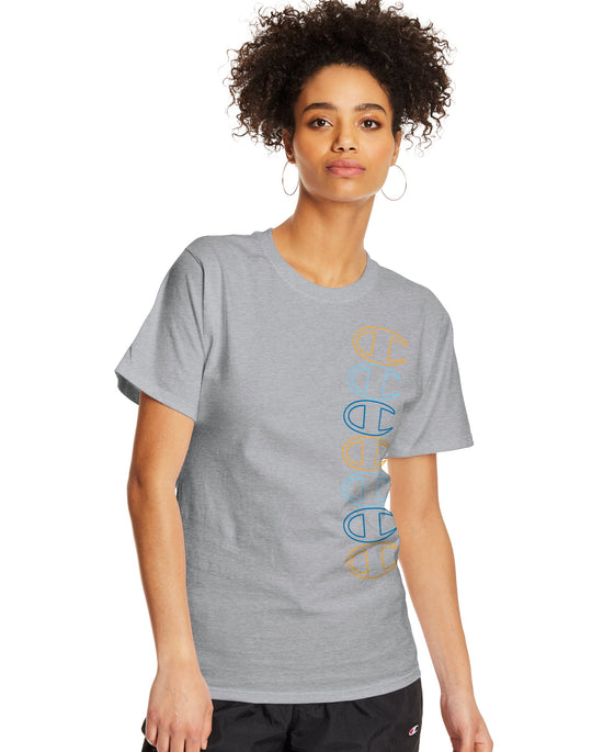 Champion Mens Classic Short-Sleeve Jersey Tee, L, Oxford Grey