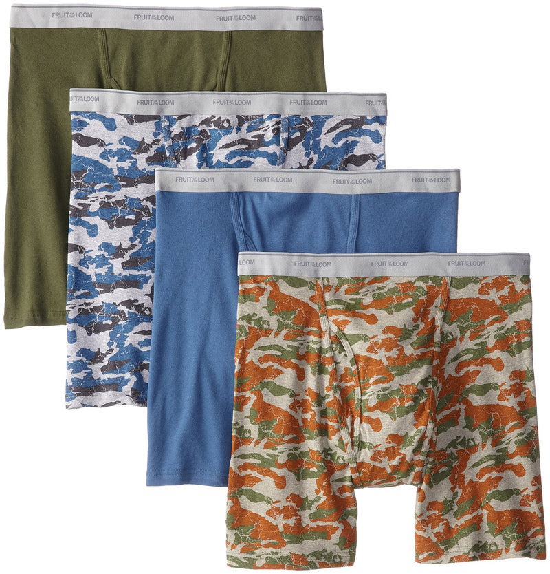 Fruit of the Loom Men`s 4-Pack Print Solid X-Size Boxer Brief