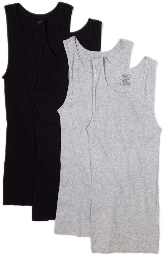 Fruit Of The Loom Mens Black/Grey Core Cotton A-Shirts - 5 Pack