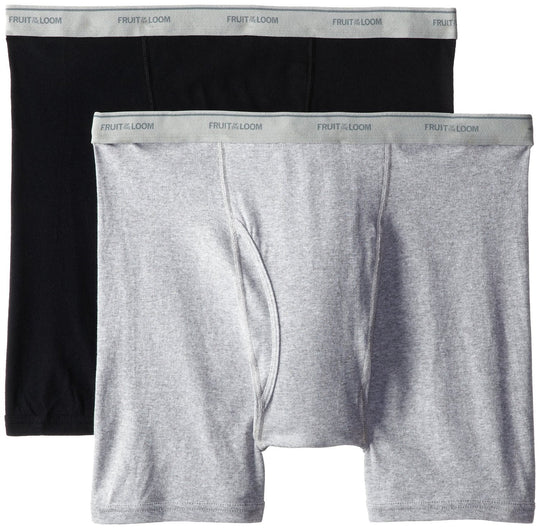 Fruit of the Loom Men`s 2-Pack Big Man Black/Grey Boxer Brief