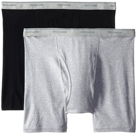 Fruit of the Loom Men`s 2-Pack Big Man Black/Grey Boxer Brief