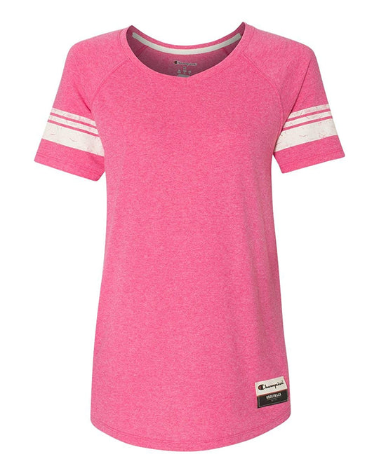 Champion Womens Authentic Originals Triblend Short Sleeve Varsity T-shirt