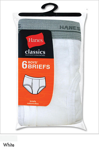 Hanes Classics Boys White Brief 6 Pack