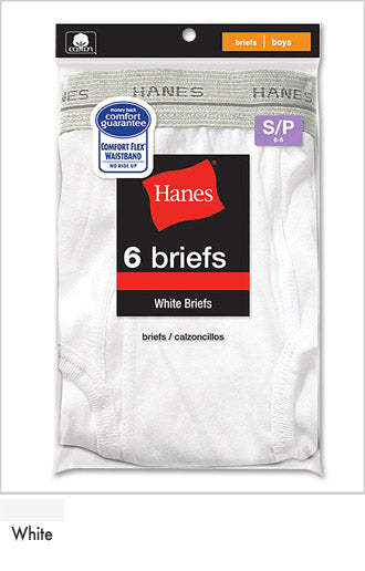 Hanes Boys' White Briefs 6 Pack