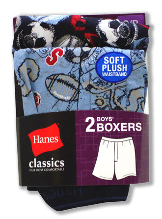Hanes Classic Boys Exposed Waistband Printed Woven Boxer (Sport)