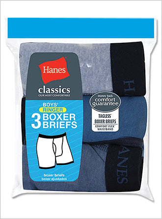 Hanes Classics Boys’ Ringer Boxer Briefs with Comfort Flex Waistband 3 Pack