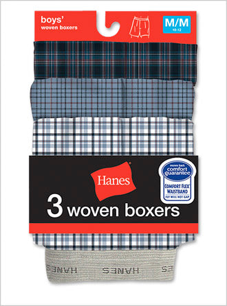 Hanes Boys' Contemporary Tartan Boxer 3 Pack