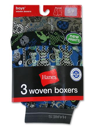 Hanes Boys P3 Conversational Woven Boxers