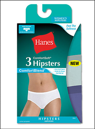 Hanes Womens Comfortblend Hipster, 3-Pack