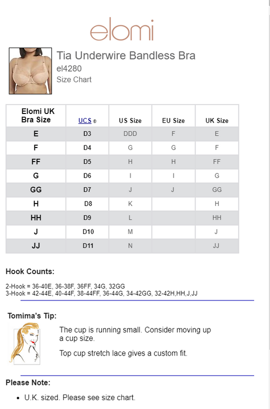 Elomi Womens Tia Underwire Bandless Bra