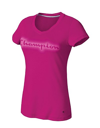 Champion Double Dry Cotton Women's T Shirt with Dot-Logo Graphic